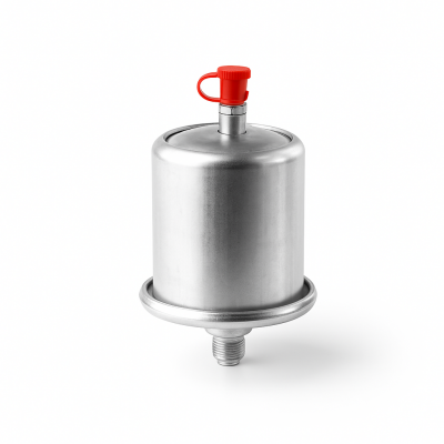 Schmierbüchse mit Zwei-Federn-System 80ccm G1/4" NBR-Dichtung 3bar (weich) mit roter Kappe