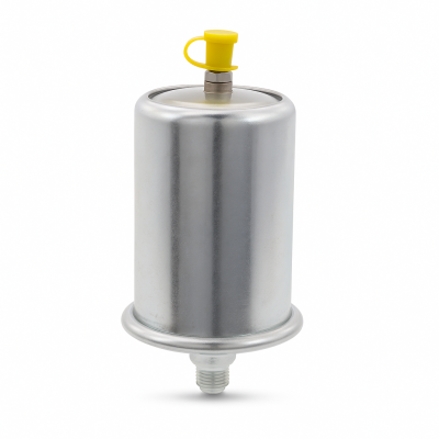 Schmierbüchse mit Zwei-Federn-System 120ccm G1/4" NBR-Dichtung 8bar (stark) mit gelber Kappe