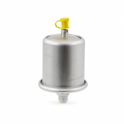 Schmierbüchse mit Zwei-Federn-System 80ccm G1/4" Viton-Dichtung 8bar (stark) mit gelber Kappe