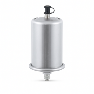 Schmierbüchse mit Zwei-Federn-System 120ccm G1/4" Viton-Dichtung 5bar (mittel) mit schwarzer Kappe