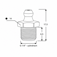 Kegelschmiernippel DIN 71412 A (H1) G 1/4" - zylindrisch - Stahl verzinkt