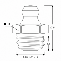 Kegelschmiernippel DIN 71412 A (H1) 1/2" BSW Stahl verzinkt