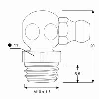 Kegelschmiernippel DIN 71412 C (H3) M10 x 1,5 Stahl verzinkt