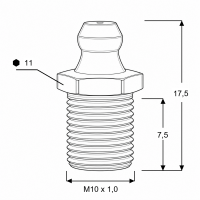 Kegelschmiernippel DIN 71412 A (H1) M10 x 1,0 Gewindelänge 7,5mm Stahl verzinkt