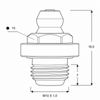 Hochdruckschmiernippel bis 600 bar DIN 71412 A (H1) M10 x 1,0 Stahl teneferiert