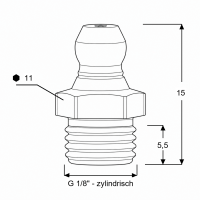 Kegelschmiernippel DIN 71412 A (H1) G 1/8" - zylindrisch - Stahl verzinkt