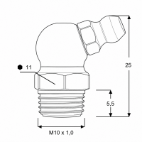 Kegelschmiernippel DIN 71412 B (67°) M10 x 1,0 Stahl verzinkt