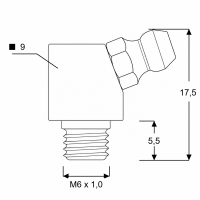 Kegelschmiernippel DIN 71412 B (67°) M6 x 1,0 4-kant Stahl verzinkt
