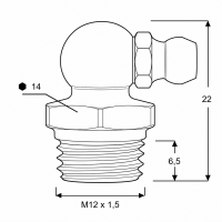 Kegelschmiernippel DIN 71412 C (H3) M12 x 1,5 Stahl verzinkt