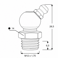 Kegelschmiernippel DIN 71412 B (H2) M12 x 1,75 Stahl verzinkt