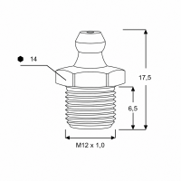 Kegelschmiernippel DIN 71412 A (H1) M12 x 1,0 Stahl verzinkt