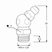 Kegelschmiernippel DIN 71412 B (H2) M10 x 1,25 Stahl verzinkt