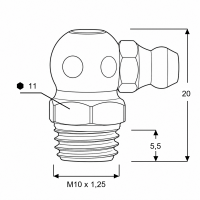 Kegelschmiernippel DIN 71412 C (H3) M10 x 1,25 Stahl verzinkt