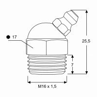 Kegelschmiernippel DIN 71412 B (H2) M16 x 1,5 Stahl verzinkt