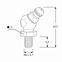 Kegelschmiernippel DIN 71412 B (H2) M4 x 0,7 Stahl verzinkt