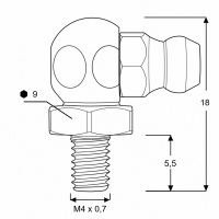 Kegelschmiernippel DIN 71412 C (H3) M4 x 0,7 Stahl verzinkt