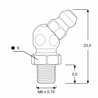 Kegelschmiernippel DIN 71412 B (H2) M6 x 0,75 Stahl verzinkt