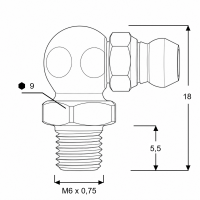 Kegelschmiernippel DIN 71412 C (H3) M6 x 0,75 Stahl verzinkt