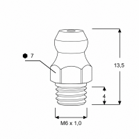 Kegelschmiernippel DIN 71412 A (H1) M6 x 1,0 Gewindelänge 4mm Stahl verzinkt