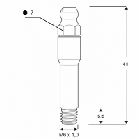 Kegelschmiernippel DIN 71412 A (H4) 41mm mit Schaft M6 x 1,0 Stahl verzinkt