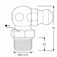 Kegelschmiernippel DIN 71412 C (H3) M8 x 0,75 Stahl verzinkt