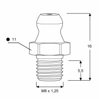 Kegelschmiernippel DIN 71412 A (H1) M8 x 1,25 SW 11mm Stahl verzinkt