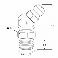 Kegelschmiernippel DIN 71412 B (H2) M8 x 1,25 Stahl verzinkt
