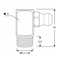 Kegelschmiernippel DIN 71412 C (H3) M8 x 1,25 4-kant Stahl verzinkt