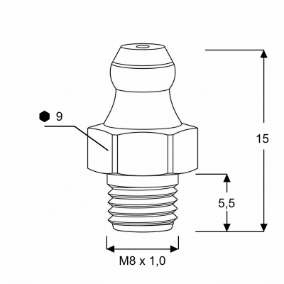 DIN 71412 A (H1) M8 X 1,0 Kegelschmiernippel – Stahl Verzinkt, SW 11 Mm, Gerade Form