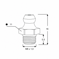Kegelschmiernippel DIN 71412 A (H1) M8 x 1,0 SW 11mm Stahl verzinkt