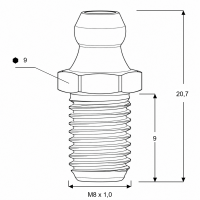 Hochdruckschmiernippel bis 400 bar DIN 71412 A (H1) M8 x 1,0 Stahl teneferiert