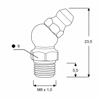 Kegelschmiernippel DIN 71412 B (H2) M8 x 1,0 Stahl verzinkt
