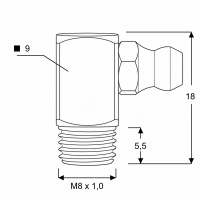Kegelschmiernippel DIN 71412 C (H3) M8 x 1,0 4-kant Stahl verzinkt