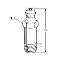Kegelschmiernippel DIN 71412 A (H4) 30mm mit Schaft M8 x 1,0 Stahl verzinkt