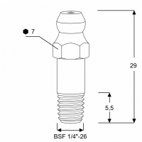 Kegelschmiernippel DIN 71412 A (H4) 29mm mit Schaft 1/4" BSF Stahl verzinkt
