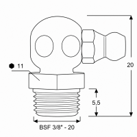 Kegelschmiernippel DIN 71412 C (H3) 3/8" BSF Stahl verzinkt