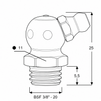 Kegelschmiernippel DIN 71412 B (67°) BSF 3/8" Stahl verzinkt