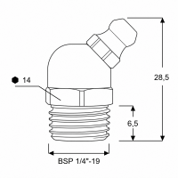 Kegelschmiernippel DIN 71412 B (H2) 1/4" BSP Stahl verzinkt