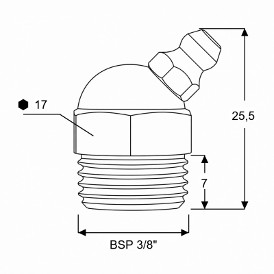 Kegelschmiernippel DIN 71412 B (H2) 3/8" BSP Stahl verzinkt