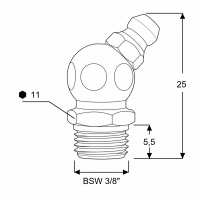 Kegelschmiernippel DIN 71412 B (H2) 3/8" BSW Stahl verzinkt