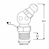 Kegelschmiernippel DIN 71412 B (H2) 5/16" BSW Stahl verzinkt