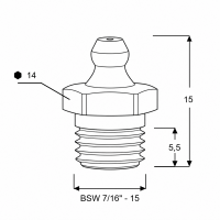 Kegelschmiernippel DIN 71412 A (H1) 7/16" BSW Stahl verzinkt