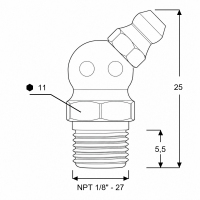 Kegelschmiernippel DIN 71412 B (H2) 1/8" NPT Stahl verzinkt