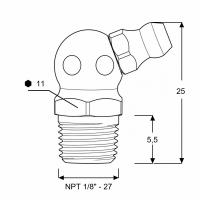 Kegelschmiernippel DIN 71412 B (67°) NPT 1/8" Stahl verzinkt