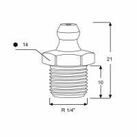 Kegelschmiernippel DIN 71412 A (H1) R 1/4" Gewindelänge 10mm Stahl verzinkt