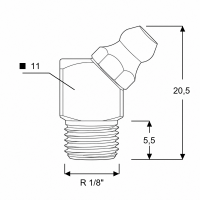 Kegelschmiernippel DIN 71412 B (H2) R 1/8" 4-kant Stahl verzinkt