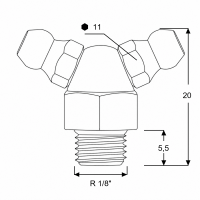 Kegelschmiernippel DIN 71412 mit Doppelkopf 67° R 1/8" Stahl verzinkt