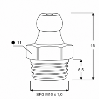 Kegelschmiernippel DIN 71412 A (H1/S) SFG M10 x 1,0 Stahl gelb verzinkt