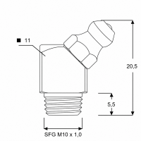 Kegelschmiernippel DIN 71412 B (H2/S) SFG M10 x 1,0 Stahl gelb verzinkt