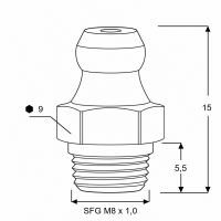 Kegelschmiernippel DIN 71412 A (H1/S) SFG M8 x 1,0 Stahl gelb verzinkt